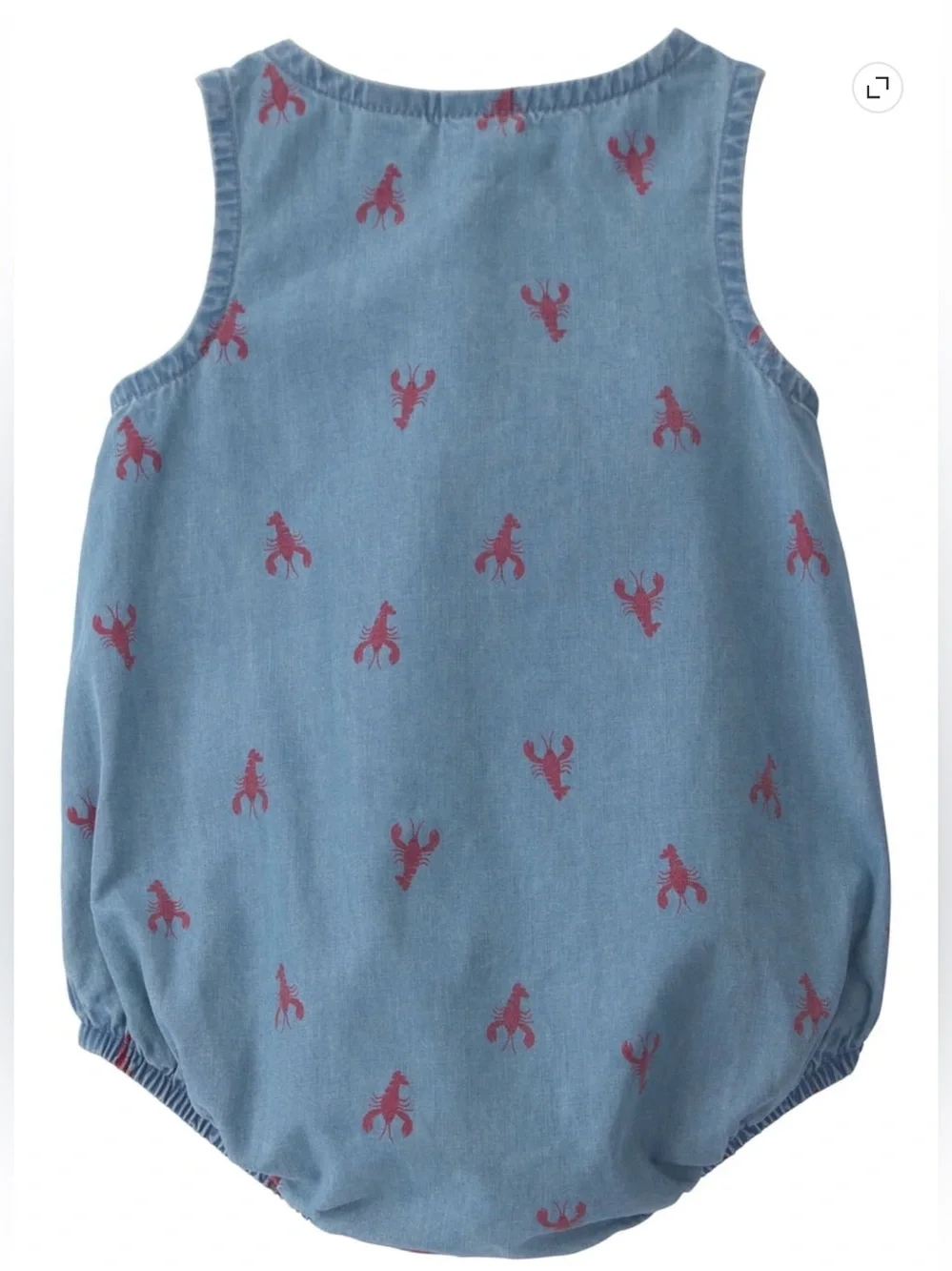 Carter's Blue Denim Baby Bubble Bodysuit with Red Lobster 🦞 Print